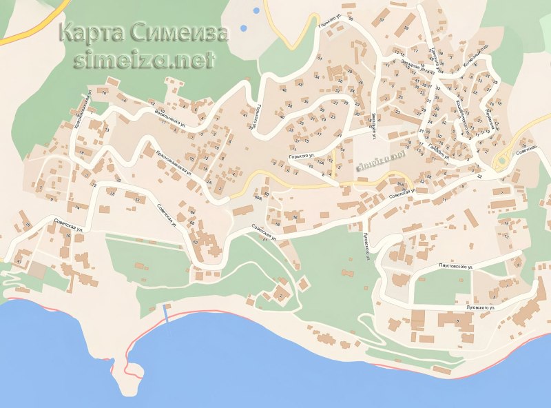 Карта Симеиза с улицами